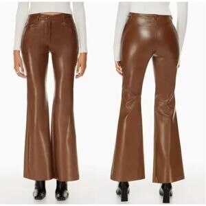 Wilfred Beatrix Cognac Brown Vegan Leather Flare Pants Size 10